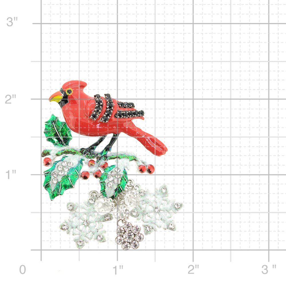 Cardinal Bird Christmas Ornament Pin Brooch
