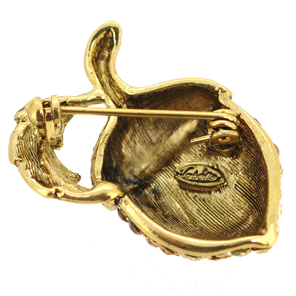 Golden Acorn Crystal Pin Brooch
