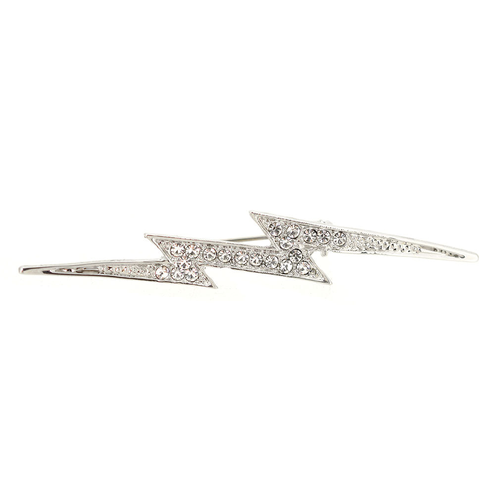 Silver Crystal Lightning Pin Brooch