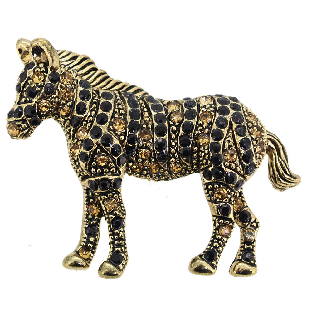Golden Zebra Pin Brooch
