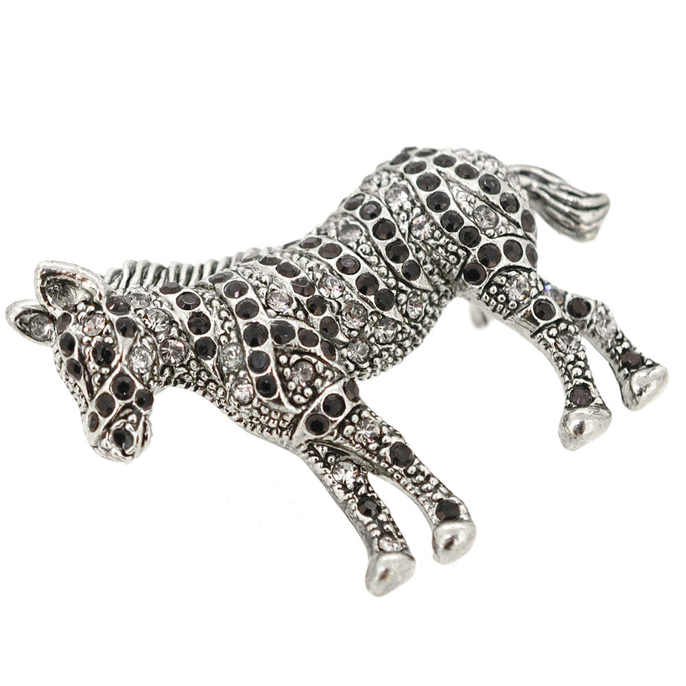 Silver Zebra Pin Brooch