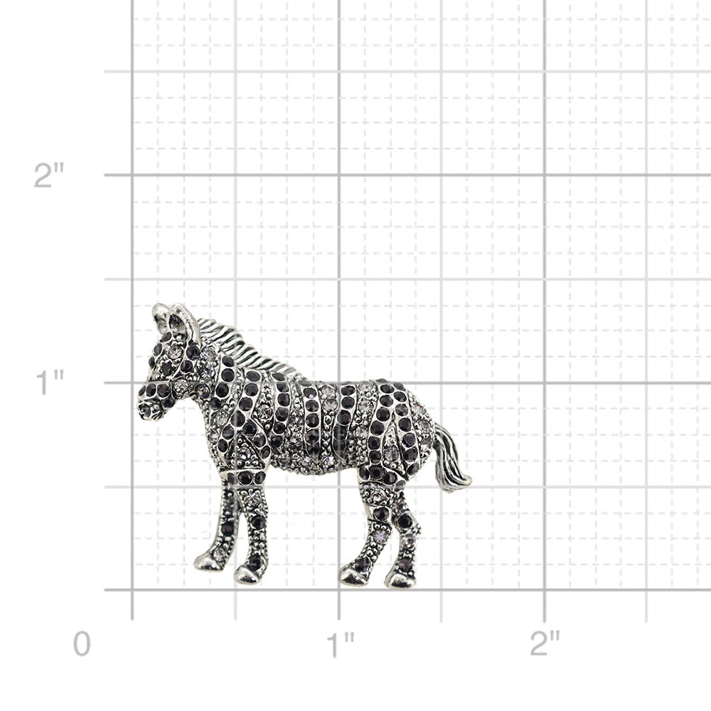 Silver Zebra Pin Brooch