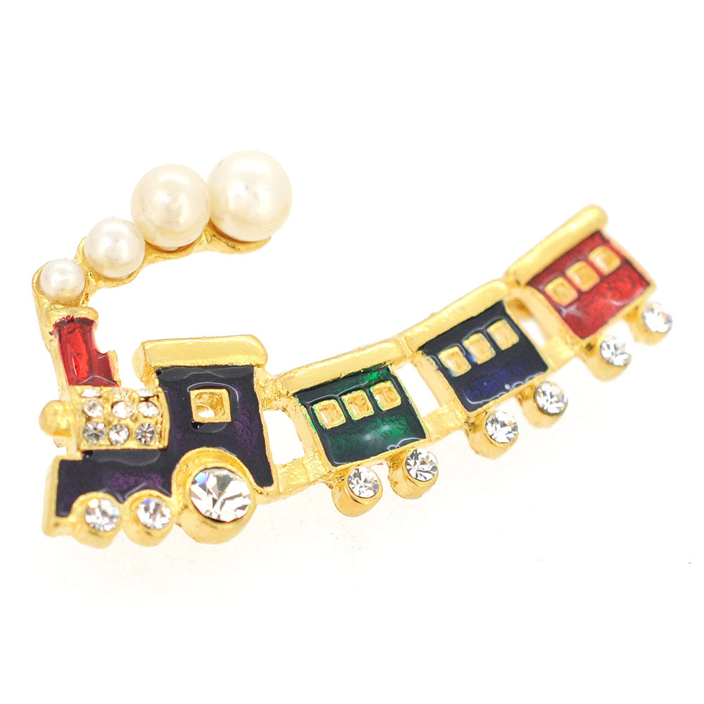 Pearl Train Pin Brooch