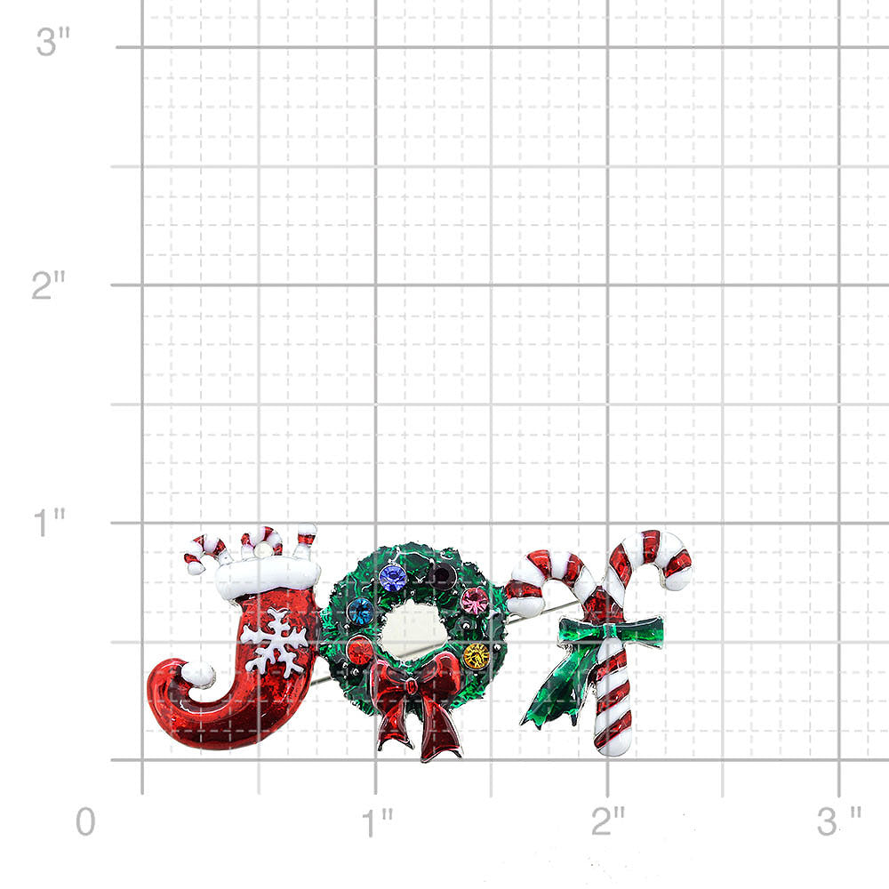 Christmas Joy Wreath Brooch Pin