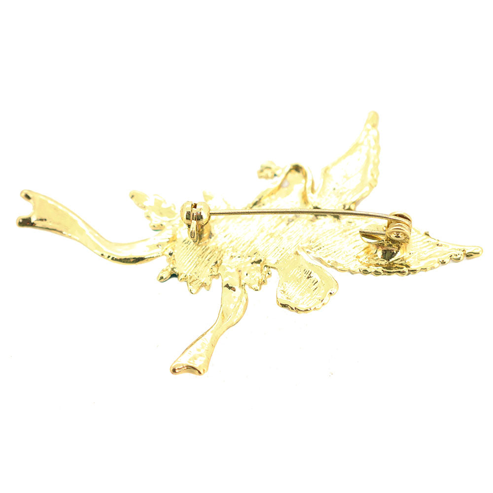 Festive Christmas Dove with Holly Berry Pin Brooch