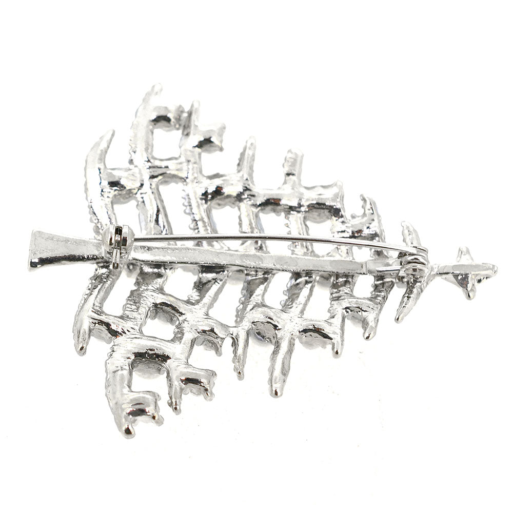 Silver Metallic Pearl Christmas Tree Brooch Pin