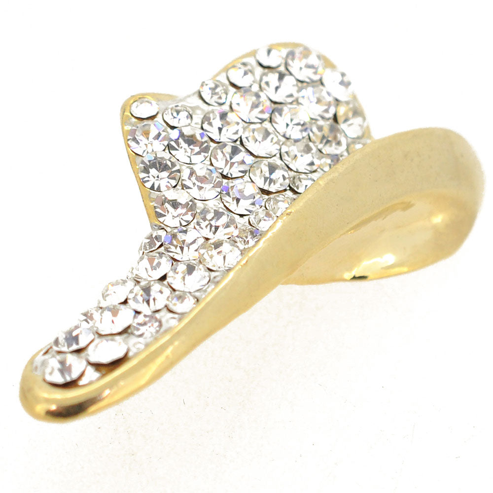 Golden Crystal Cowboy Hat Pin Brooch