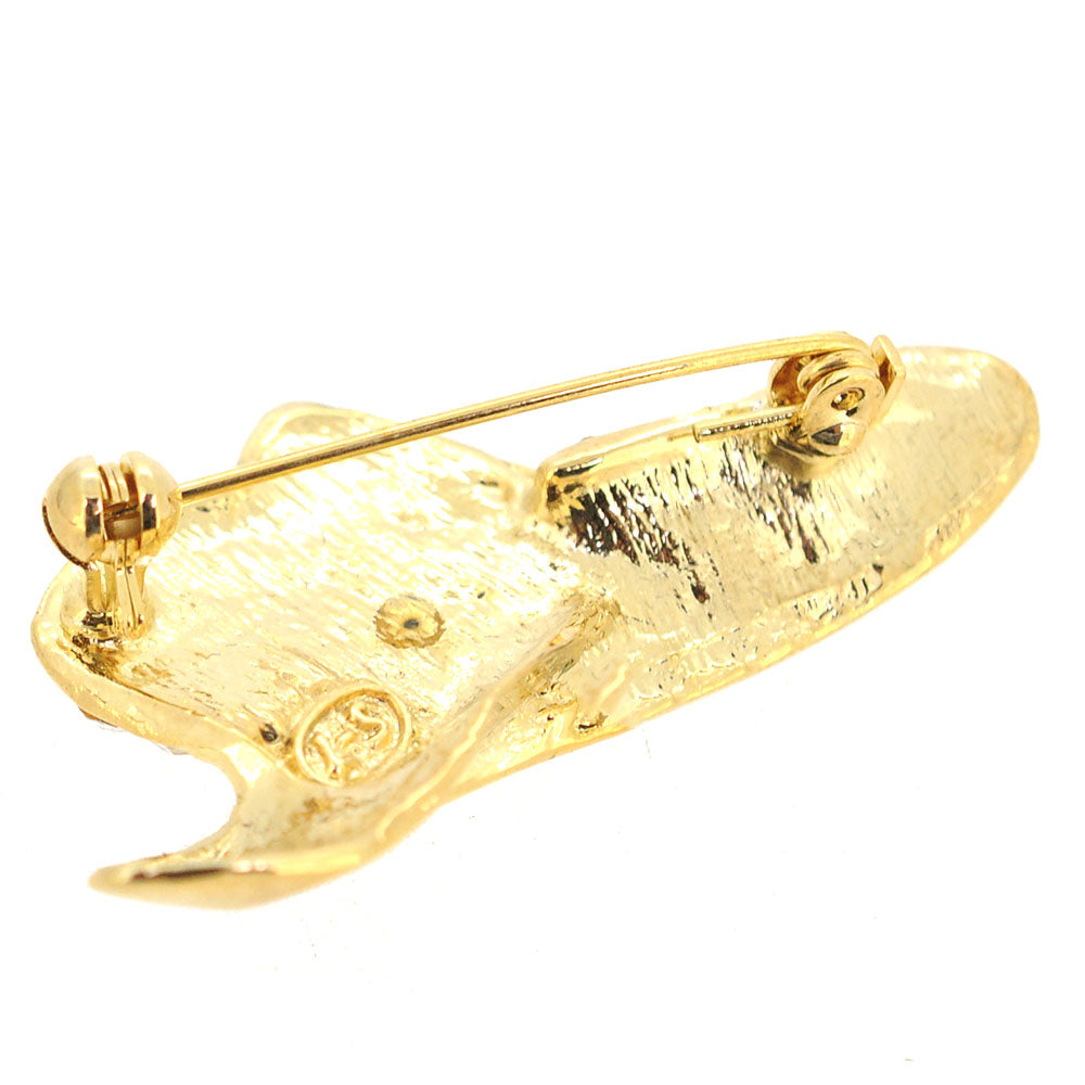 Golden Crystal Cowboy Hat Pin Brooch