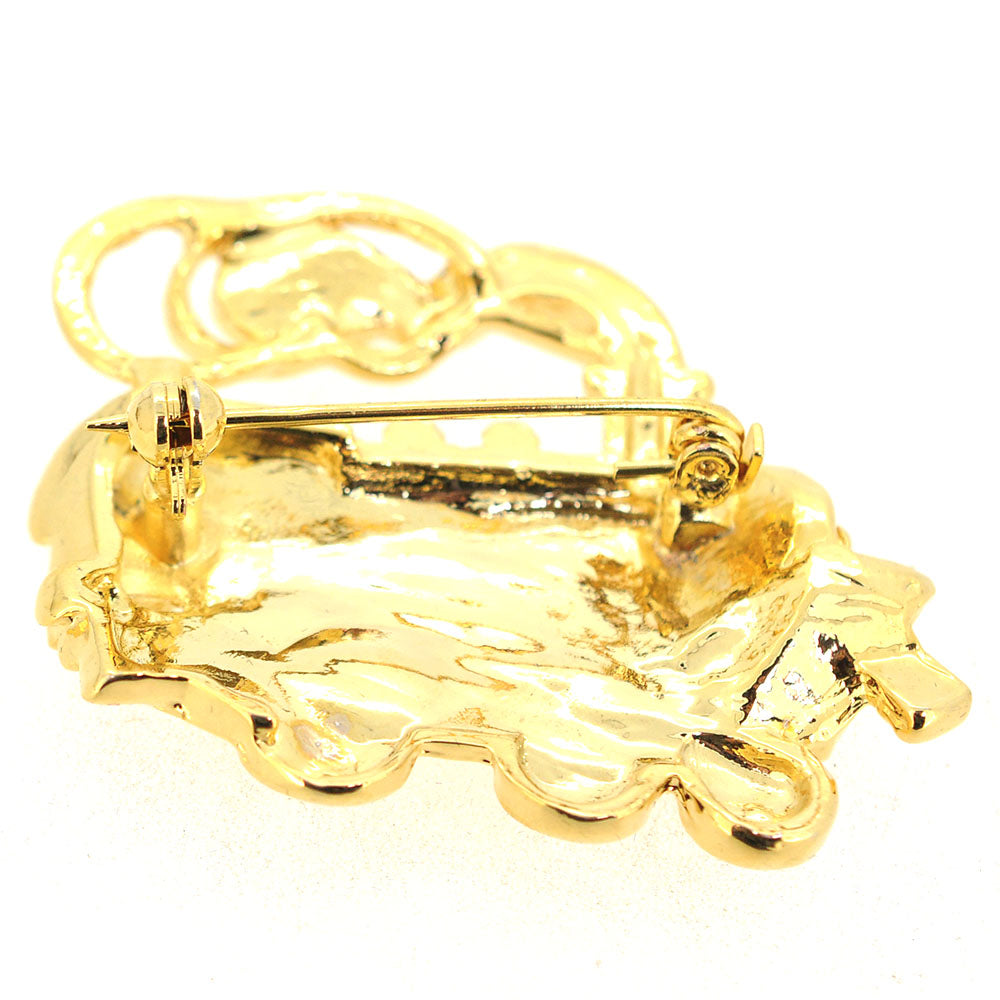 Golden Steamtrain Brooch Pin