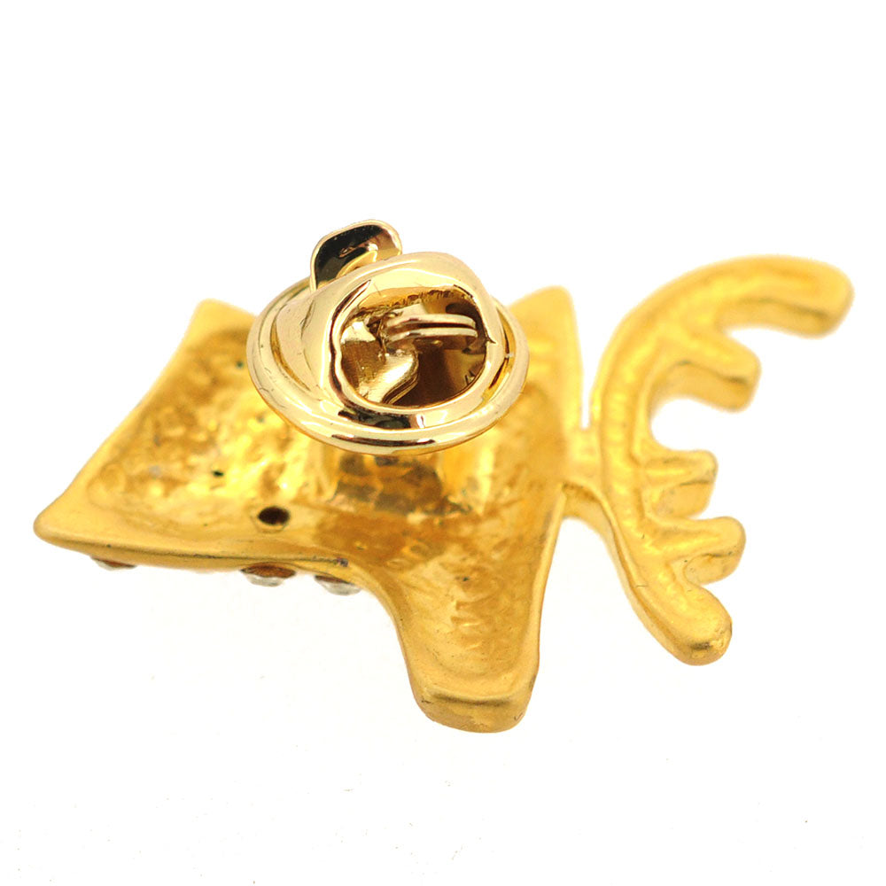 Gold Matte Christmas Reindeer Brooch Pin