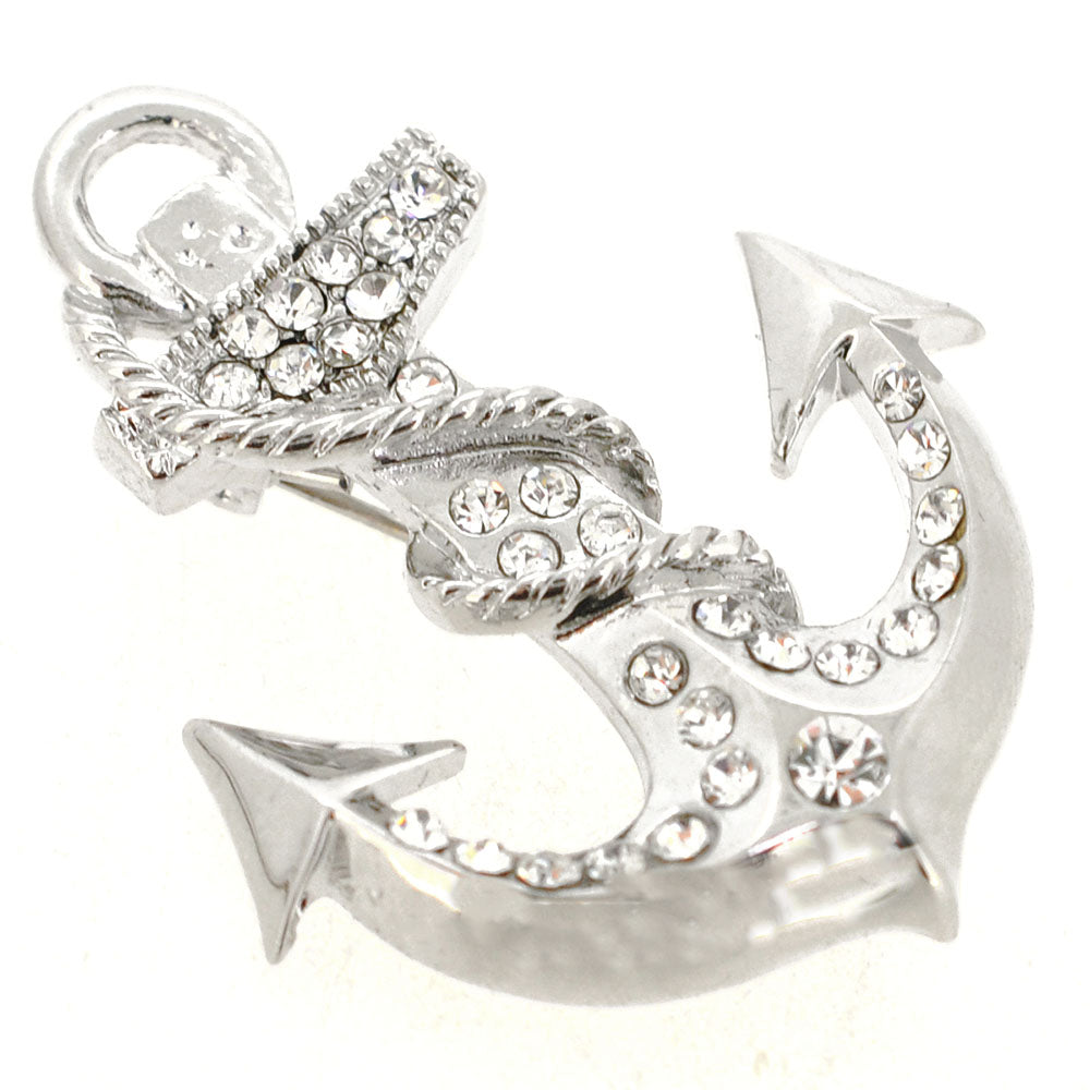 Sillver Wrapped Anchor Brooch Pin