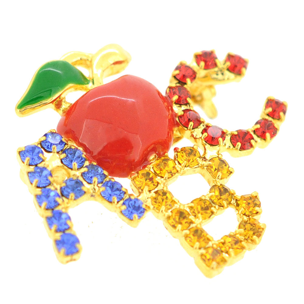 Teacher's Apple ABC Brooch Pin