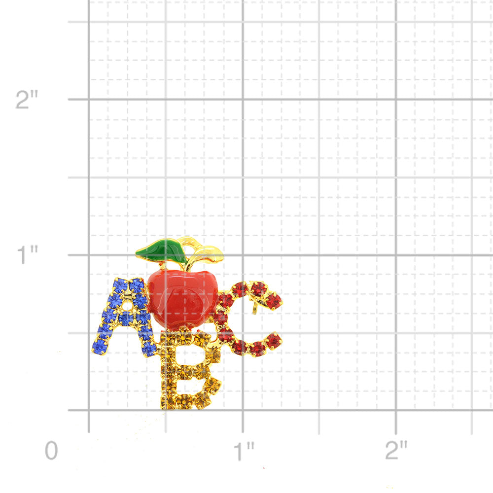Teacher's Apple ABC Brooch Pin