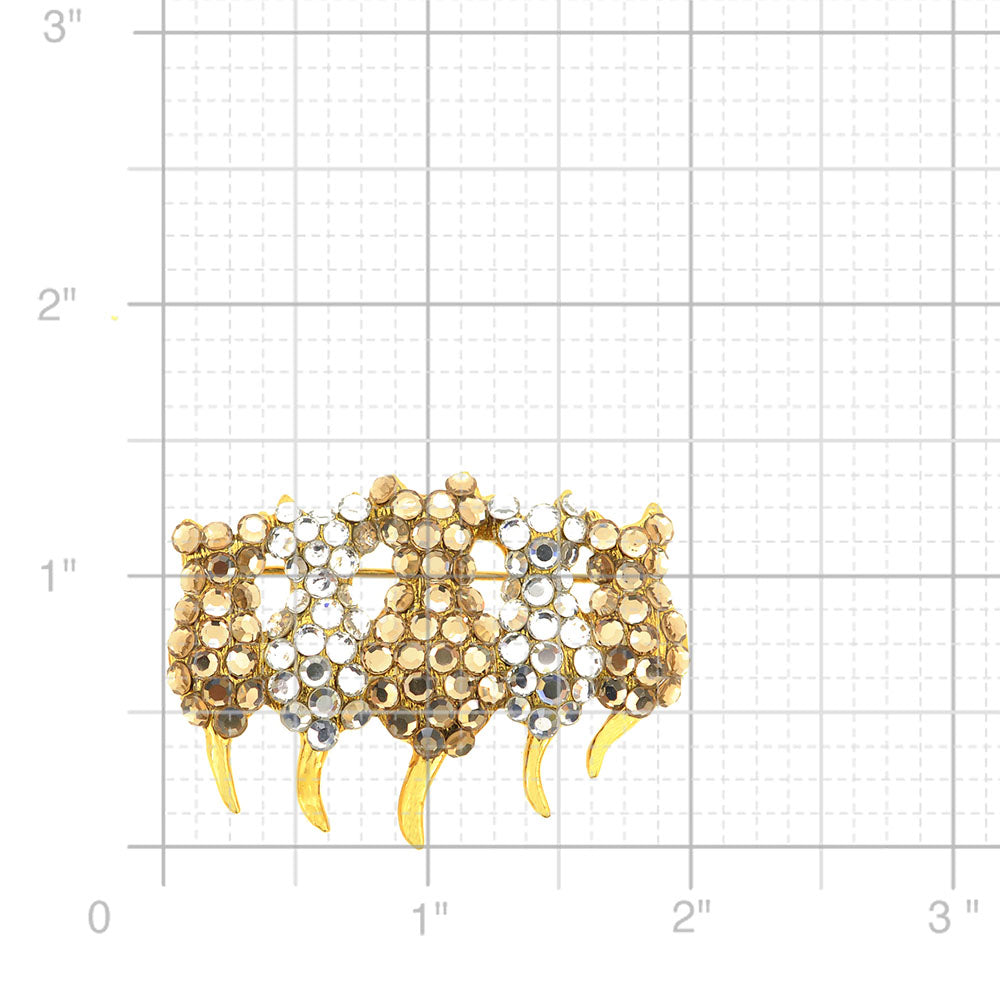 Golden Row of Kitties Brooch Pin