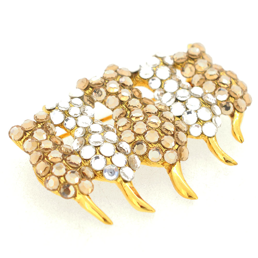 Golden Row of Kitties Brooch Pin