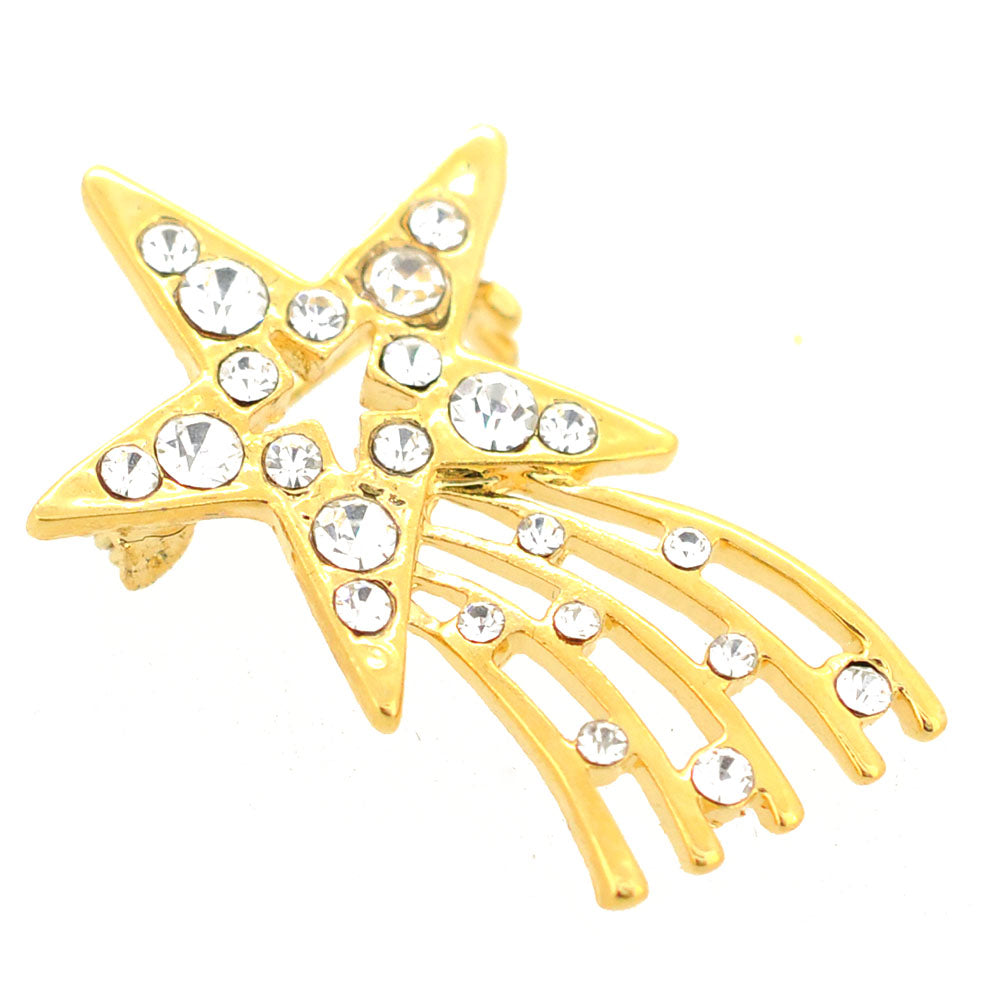 Golden Magic Shooting Star Brooch Pin