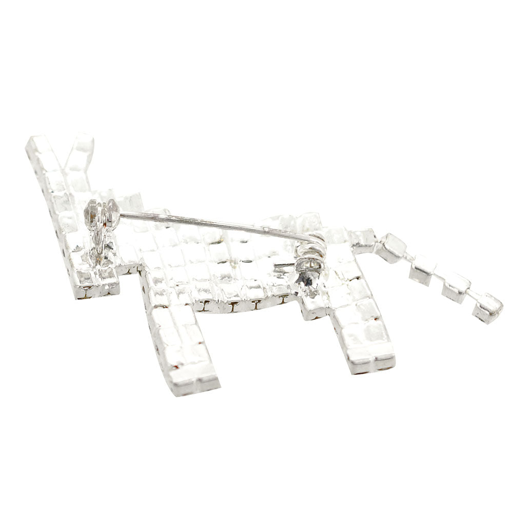 Silver Pixel Donkey Brooch Pin