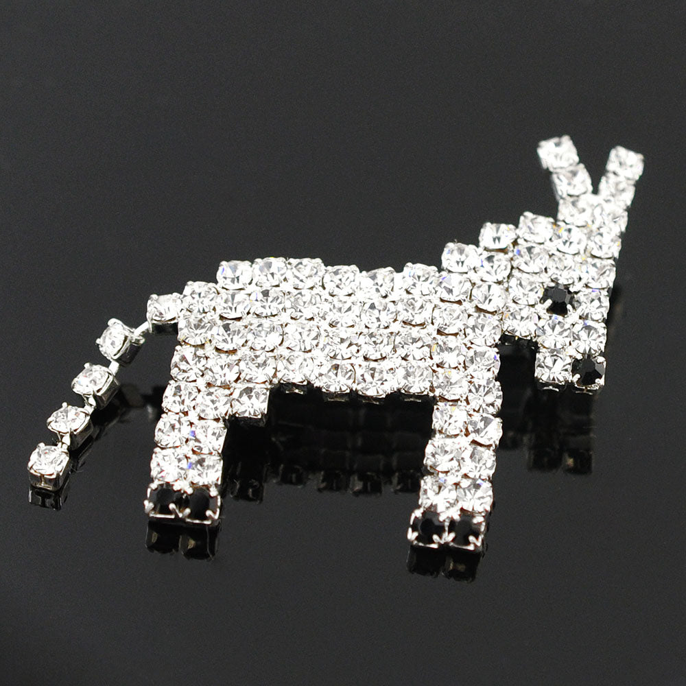 Silver Pixel Donkey Brooch Pin