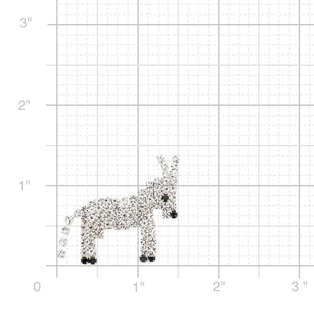 Silver Pixel Donkey Brooch Pin