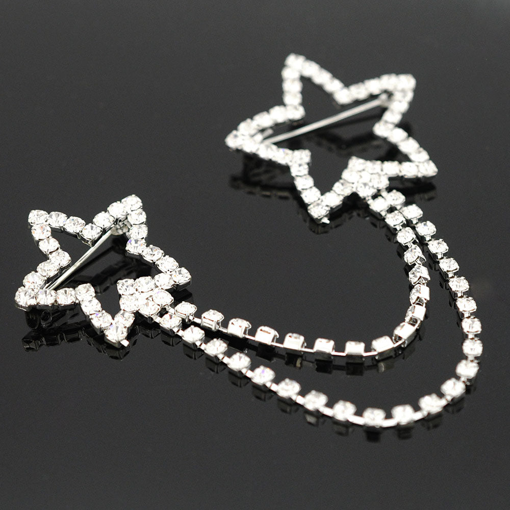 Silver Pixel Shooting Star Charm Brooch Pin
