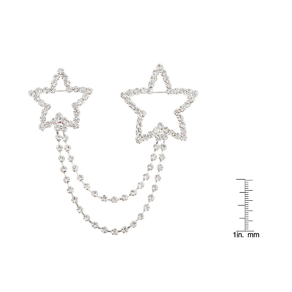 Silver Pixel Shooting Star Charm Brooch Pin
