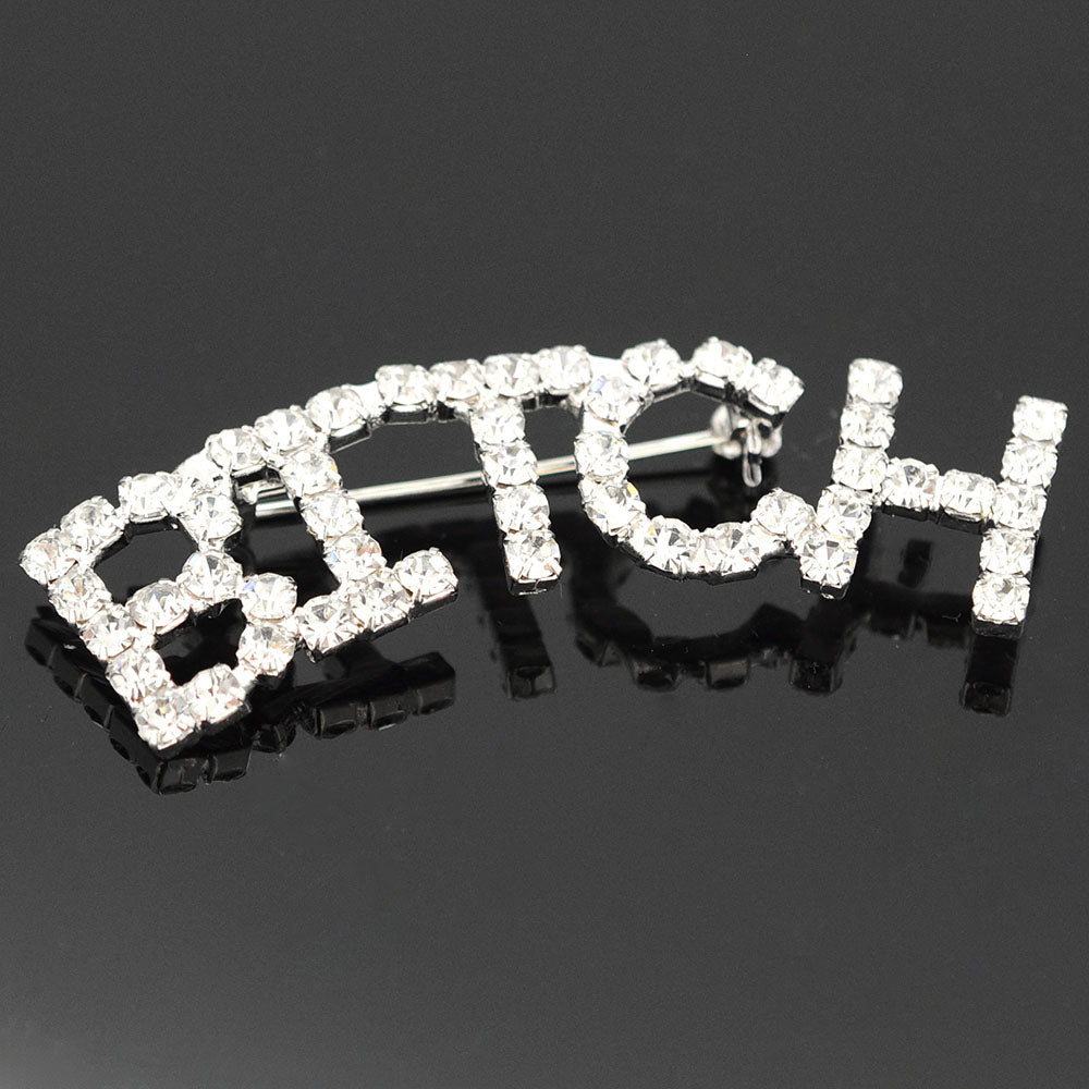 Silver Pixel B!tch Brooch Pin