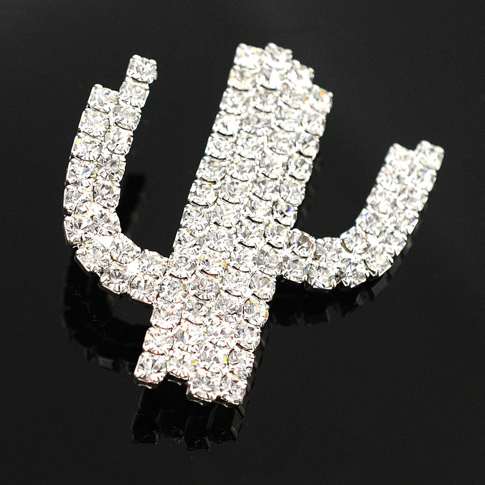 Silver Pixel Cactus Brooch Pin