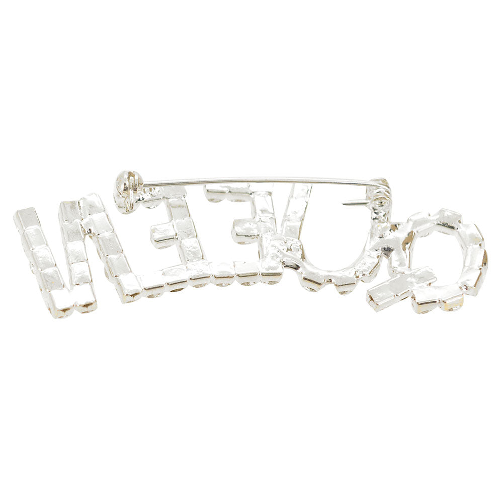 Silver Pixel QUEEN Brooch Pin