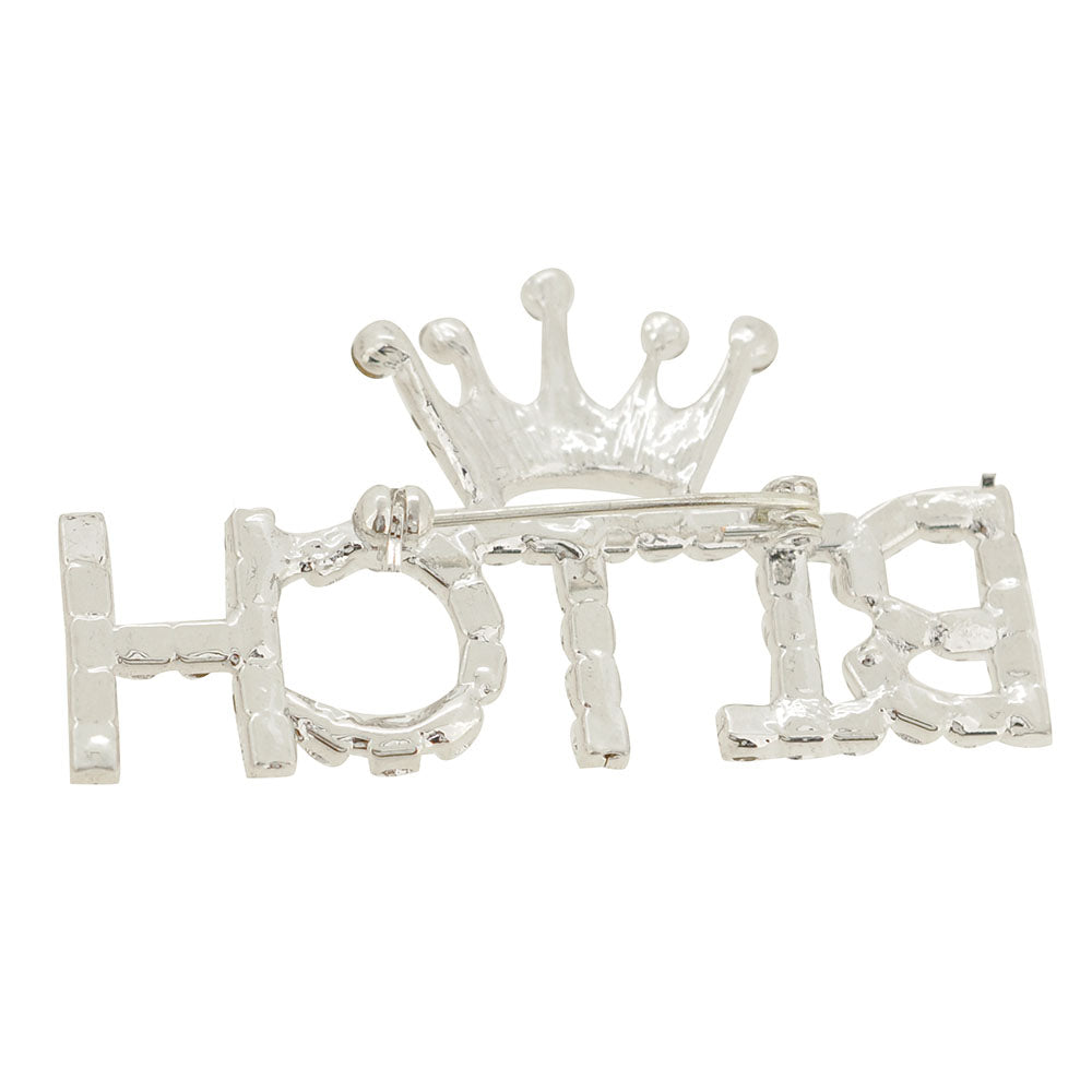 Silver Pixel Crown B!tch Brooch Pin
