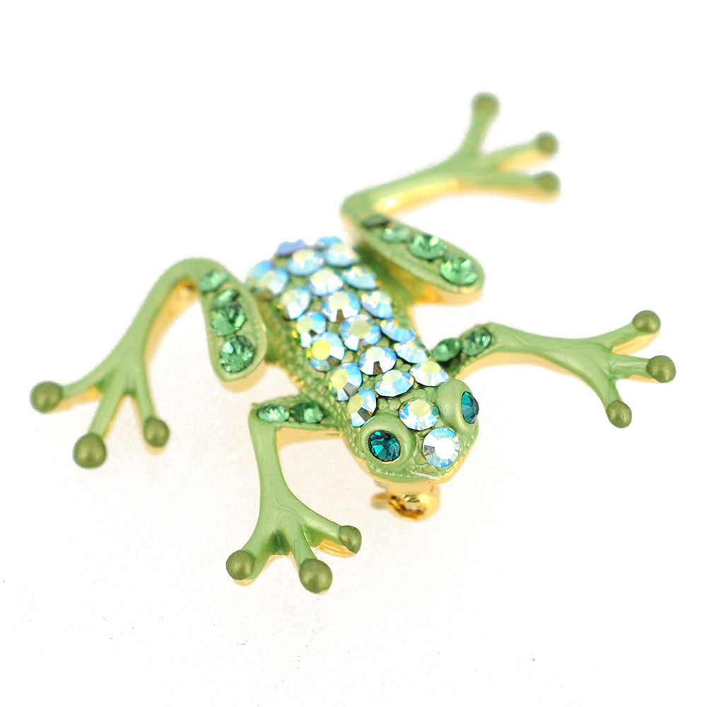 Green Frog Swarovski Crystal Pin Brooch
