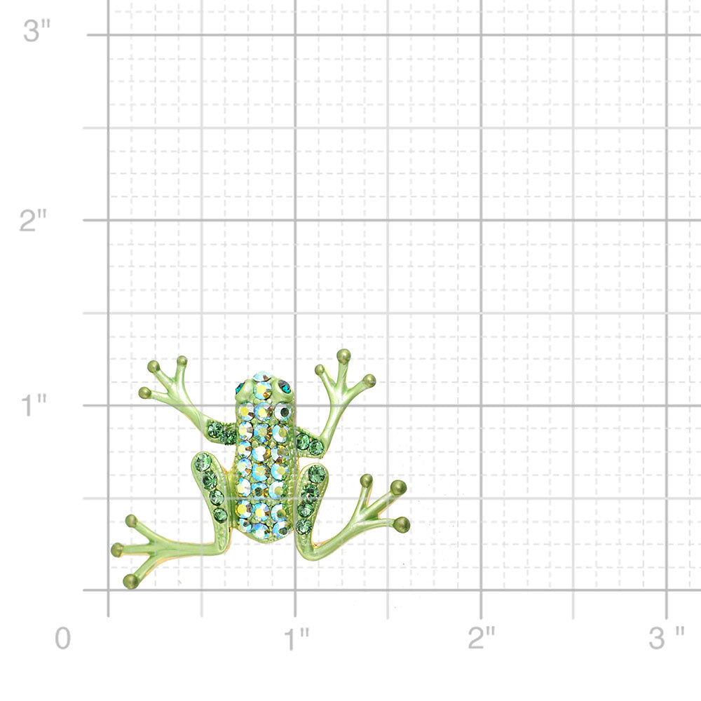 Green Frog Swarovski Crystal Pin Brooch