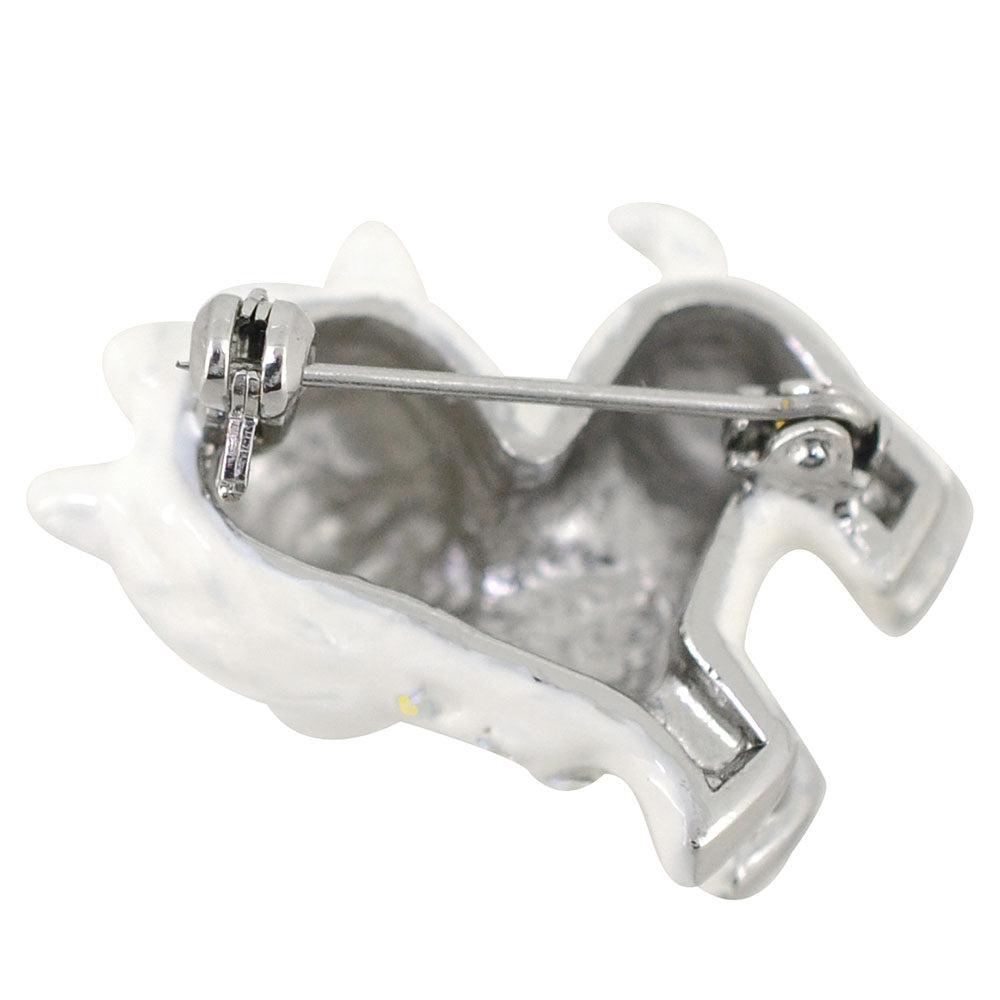 Red Bow White Terrier Dog Brooch Pin