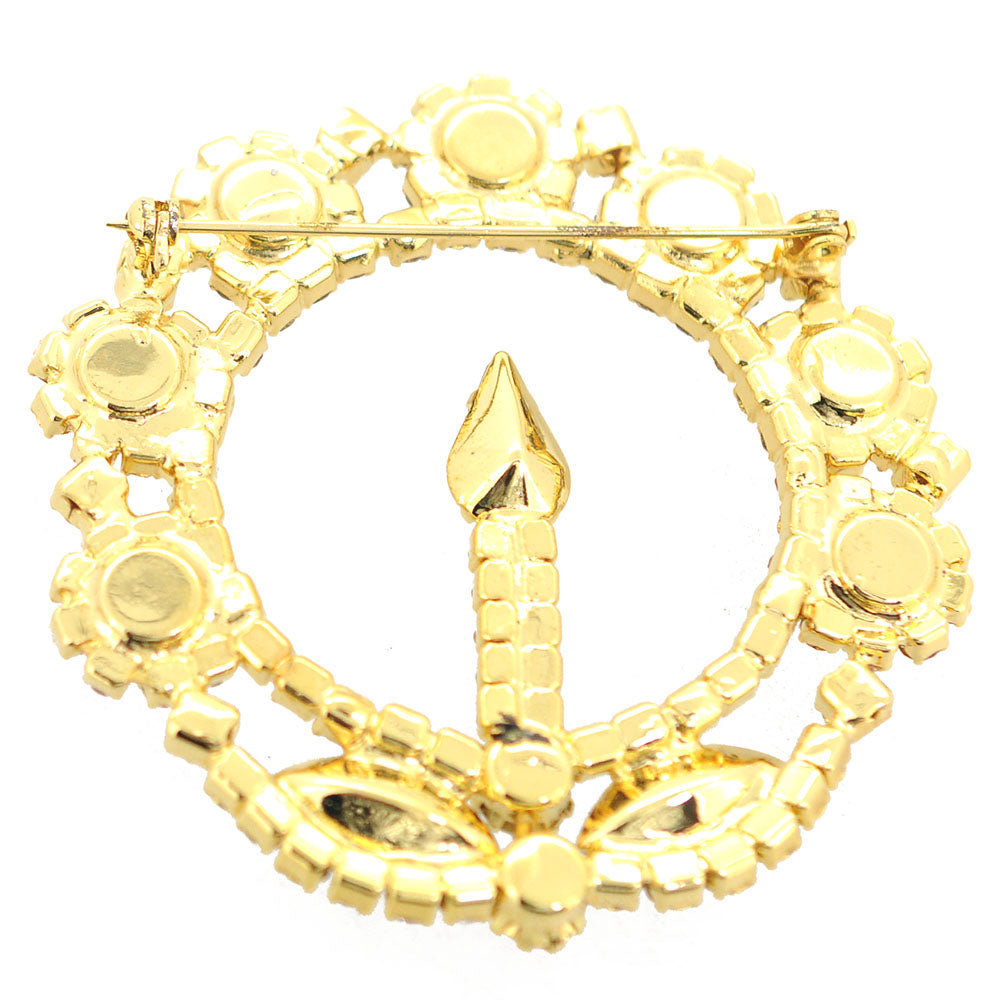 Gold Classic Candle Wreath Brooch Pin