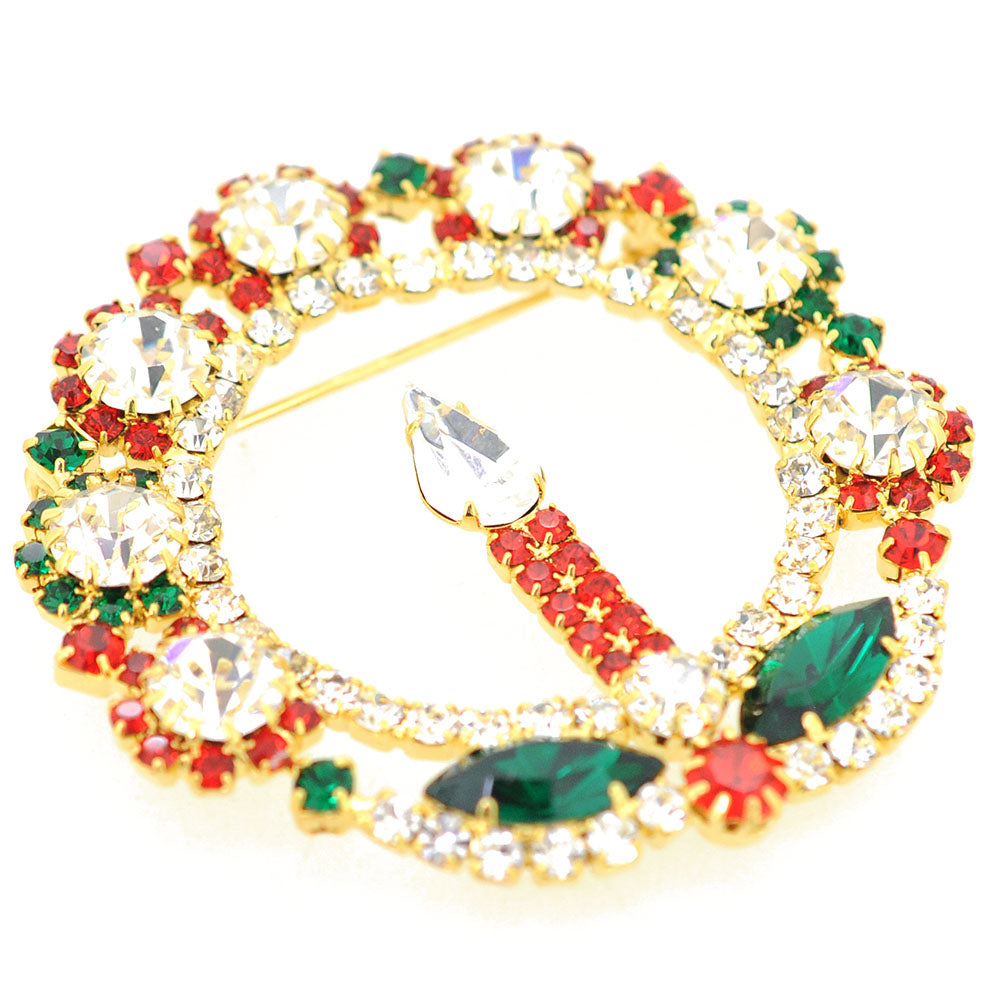 Gold Classic Candle Wreath Brooch Pin