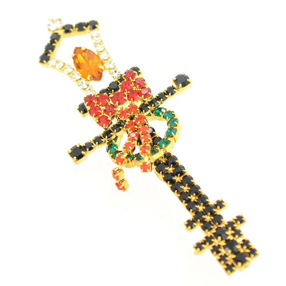 Golden Christmas Lampost Brooch Pin