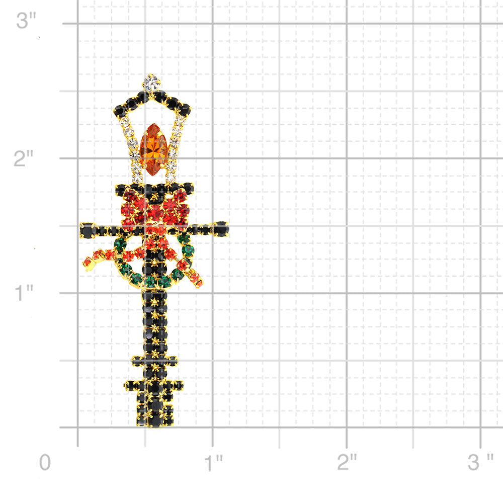 Golden Christmas Lampost Brooch Pin