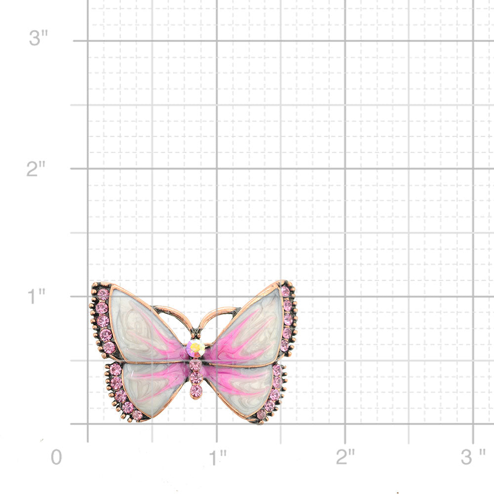 Copper Pink Marble Butterfly Brooch Pin