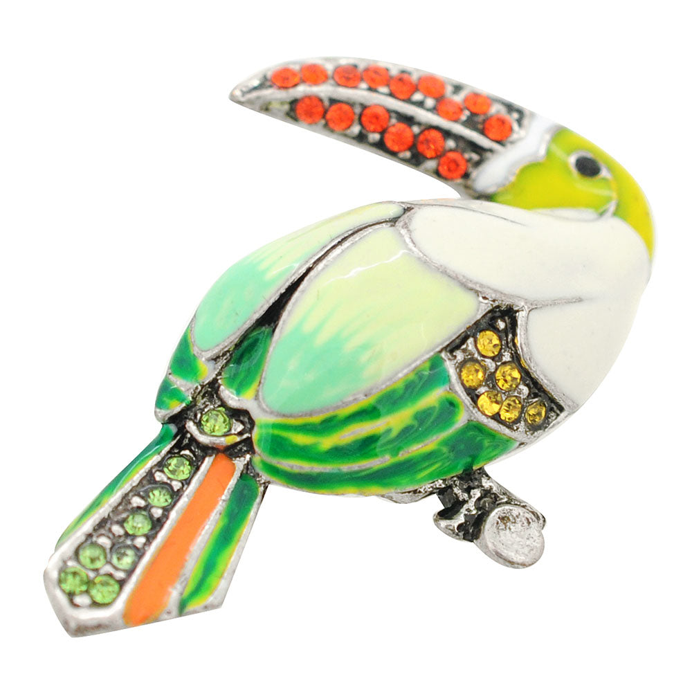 Tropical Green Parrot Brooch Pin