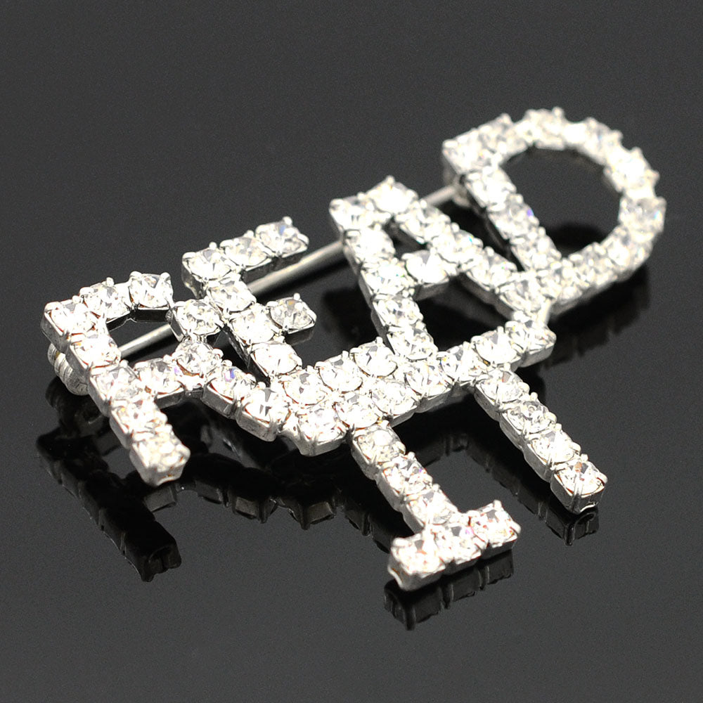 Silver Pixel READ IT Brooch Pin