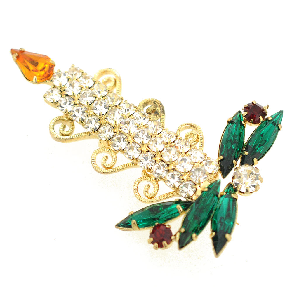 Yellow Flame Christmas Candle Brooch Pin