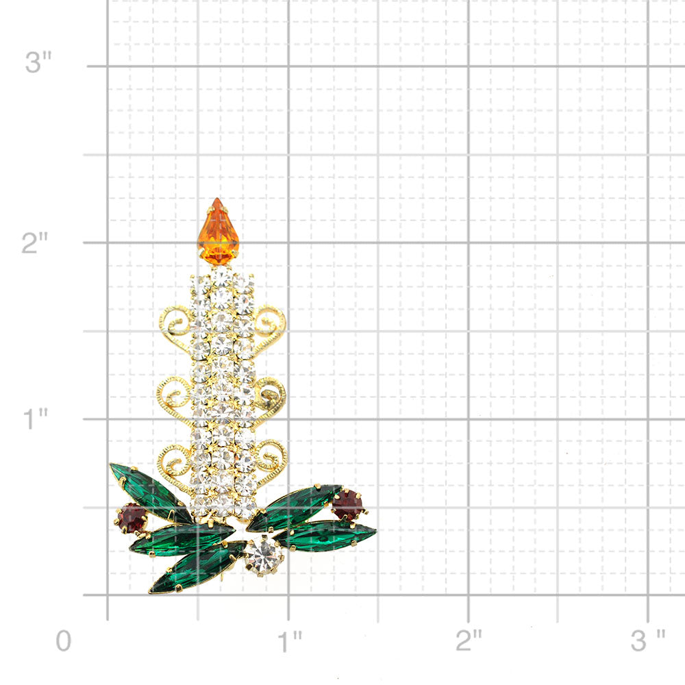 Yellow Flame Christmas Candle Brooch Pin