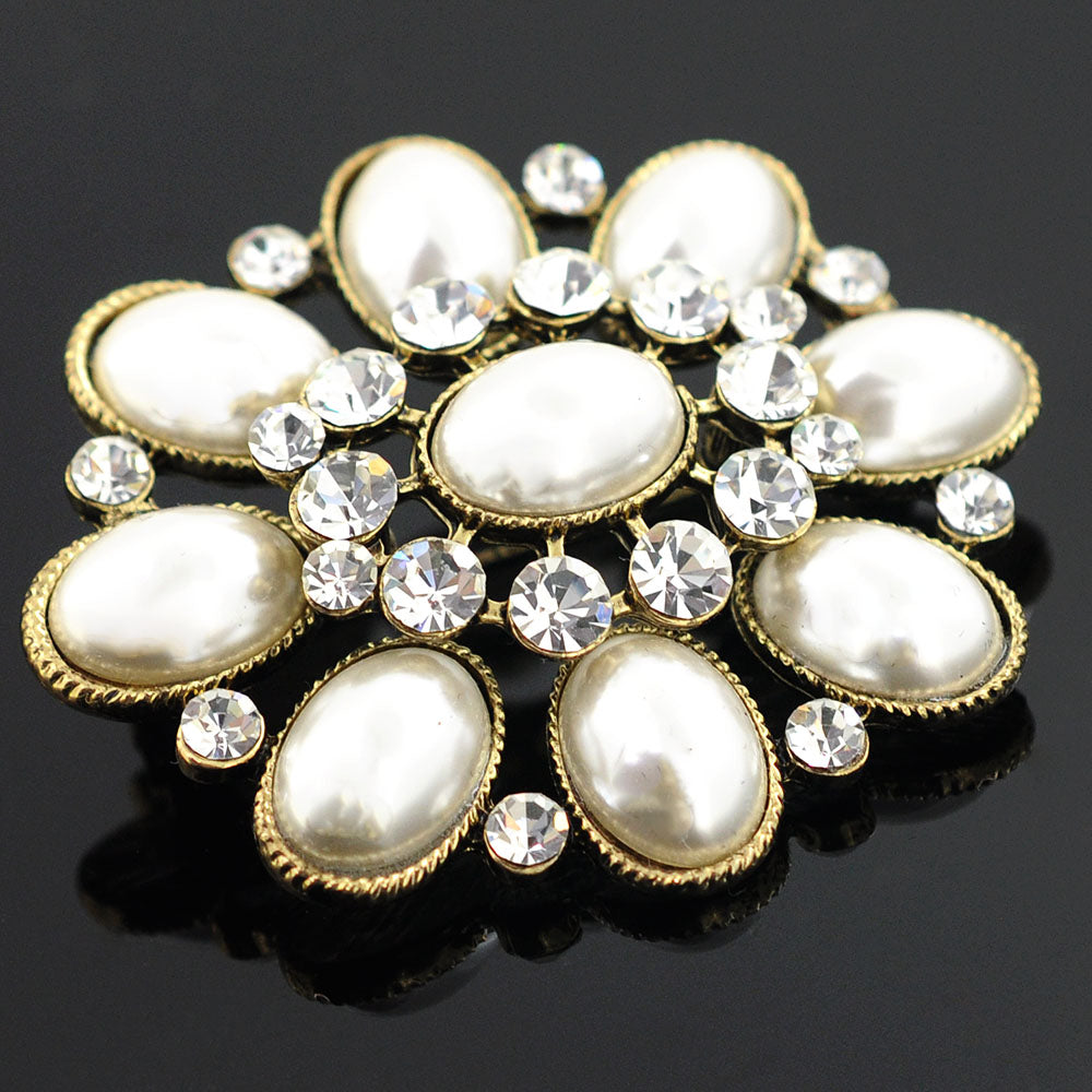 Gold Ivory Pearl Wedding Brooch Pin