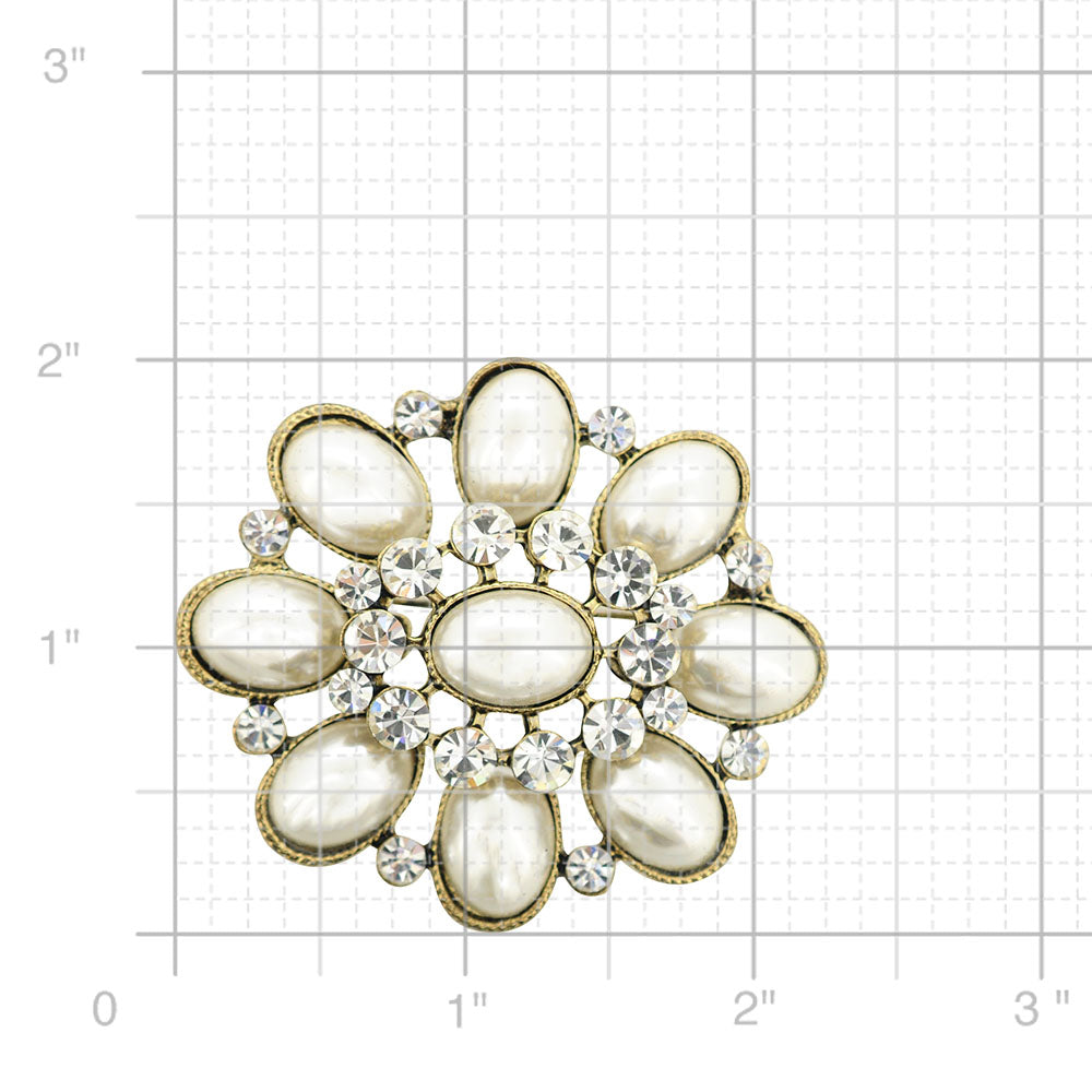 Gold Ivory Pearl Wedding Brooch Pin