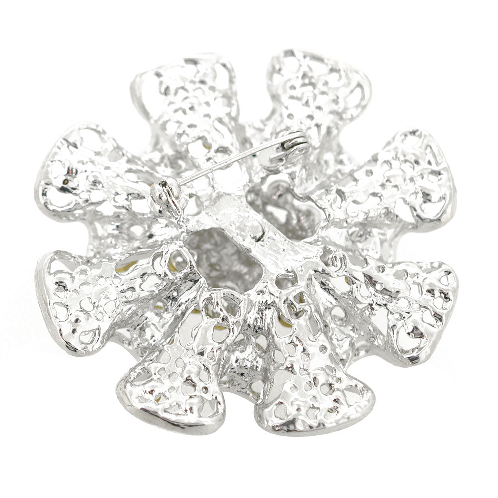 Silver Ruffled Flower Wedding Brooch Pin