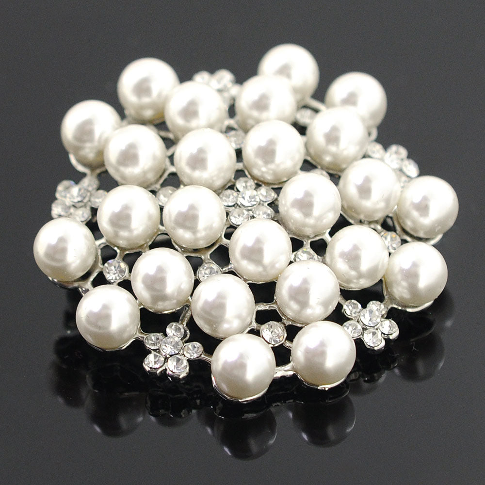 Small Ivory Pearl Flower Wedding Brooch Pin