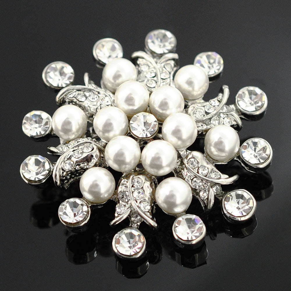 Small Ivory Pearl Flower Wedding Brooch Pin