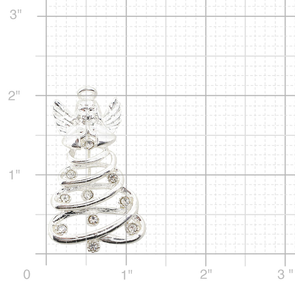 Silver Spiral Angel Prayer Brooch Pin