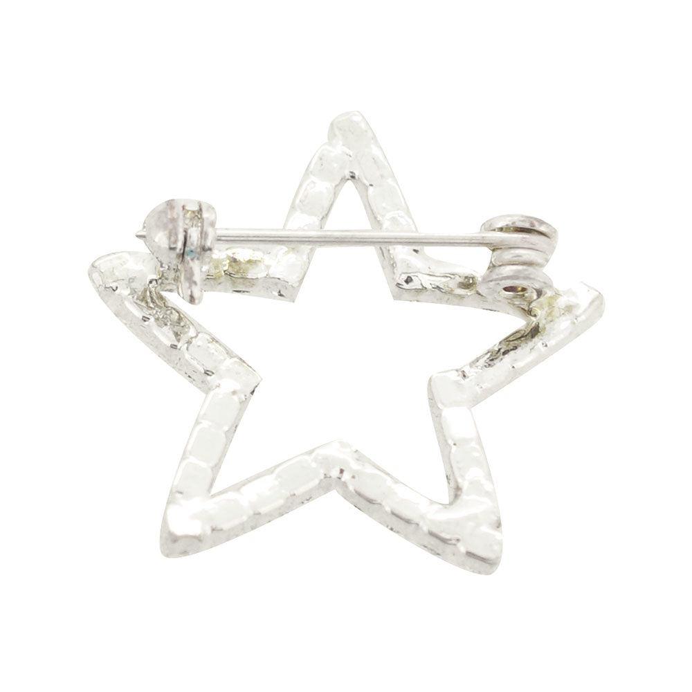 Silver Crystal Star Brooch Pin