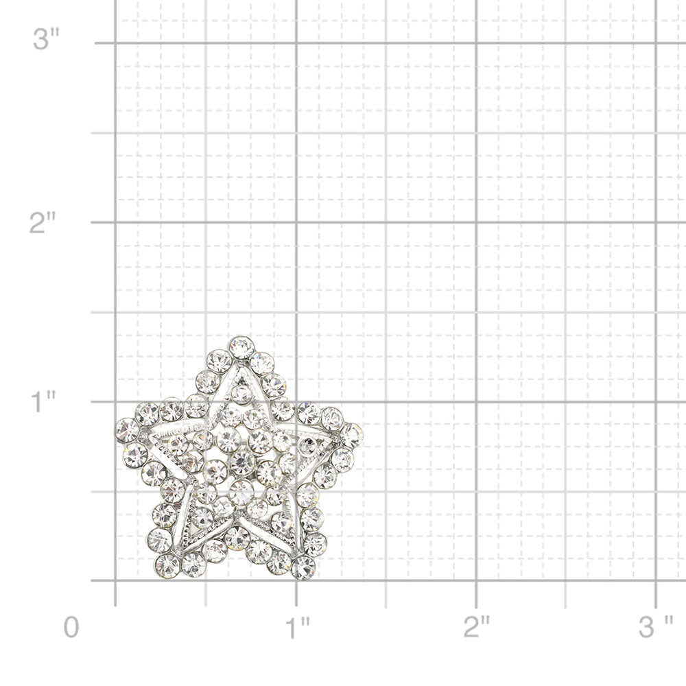 Silver Crystal Star Brooch Pin
