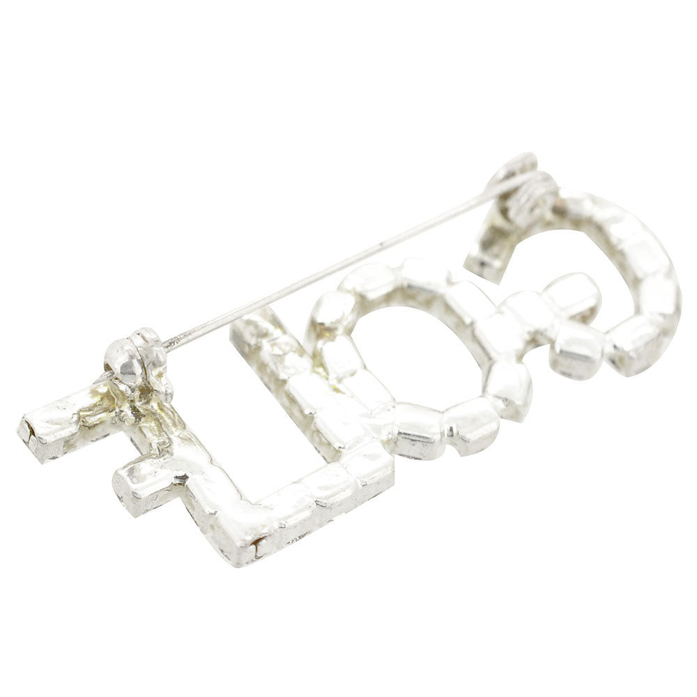 Silver Crystal GOLF Brooch Pin